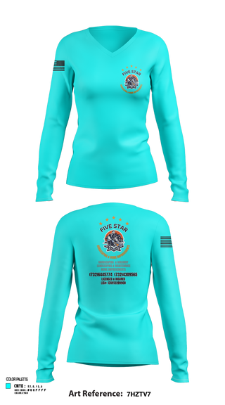Womens Long Sleeve Vneck Shirt, 5 Star, , Teamtime, Team time, sublimation, custom sports apparel, team uniforms, spirit wear, spiritwear, sports uniforms, custom shirts, team store, custom team store, fundraiser sports, apparel fundraiser