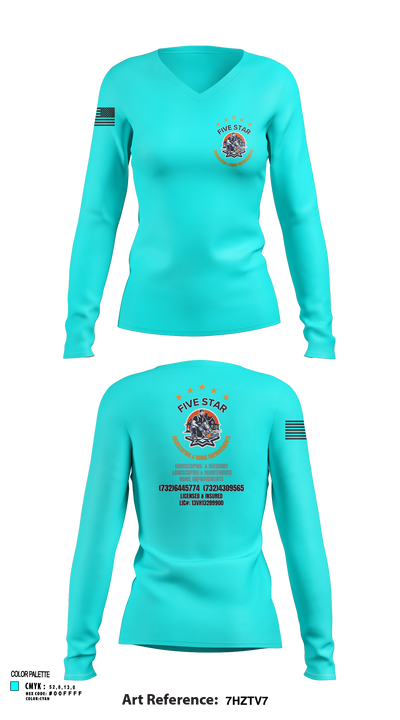 5 Star 18393940 Women's Long Sleeve V-neck Shirt - 113