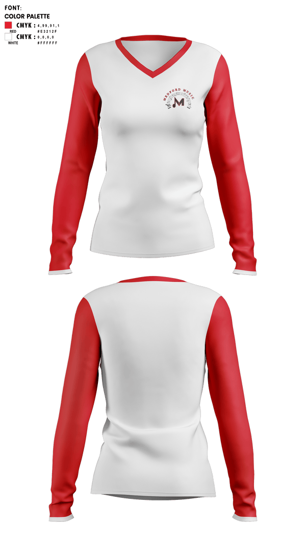 Womens Long Sleeve Vneck Shirt 1, Medford Area Senior High School Band, Spirit Store, Teamtime, Team time, sublimation, custom sports apparel, team uniforms, spirit wear, spiritwear, sports uniforms, custom shirts, team store, custom team store, fundraiser sports, apparel fundraiser