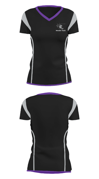 Women's Short Sleeve Vneck Shirt, Meade High School Track, Track & Field, Teamtime, Team time, sublimation, custom sports apparel, team uniforms, spirit wear, spiritwear, sports uniforms, custom shirts, team store, custom team store, fundraiser sports, apparel fundraiser
