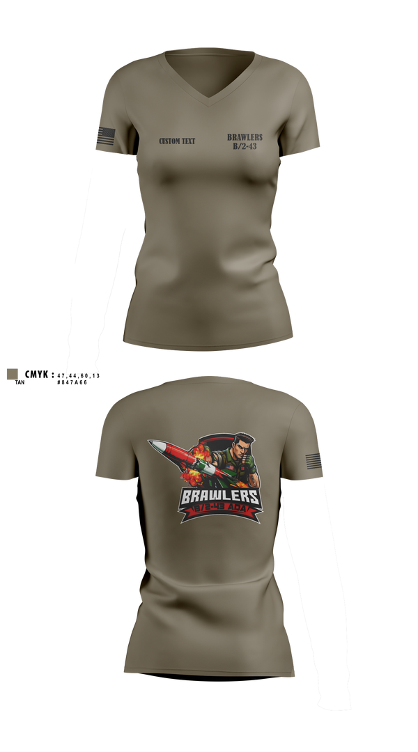 Womens Short Sleeve Vneck Shirt, Brawlers, Army, Teamtime, Team time, sublimation, custom sports apparel, team uniforms, spirit wear, spiritwear, sports uniforms, custom shirts, team store, custom team store, fundraiser sports, apparel fundraiser