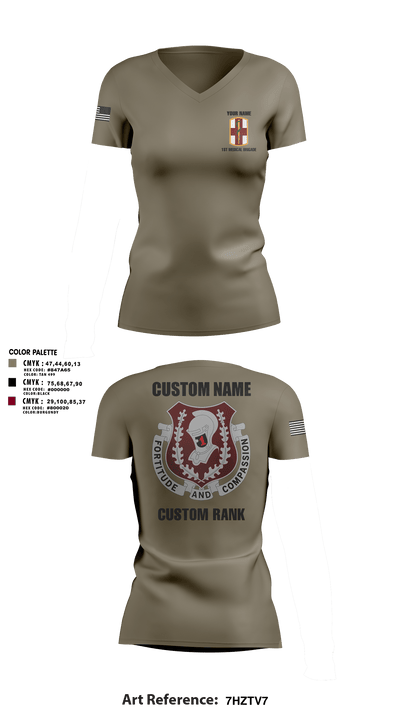 1st Medical Brigade 47127889 Women's Short Sleeve V-neck Shirt - 16