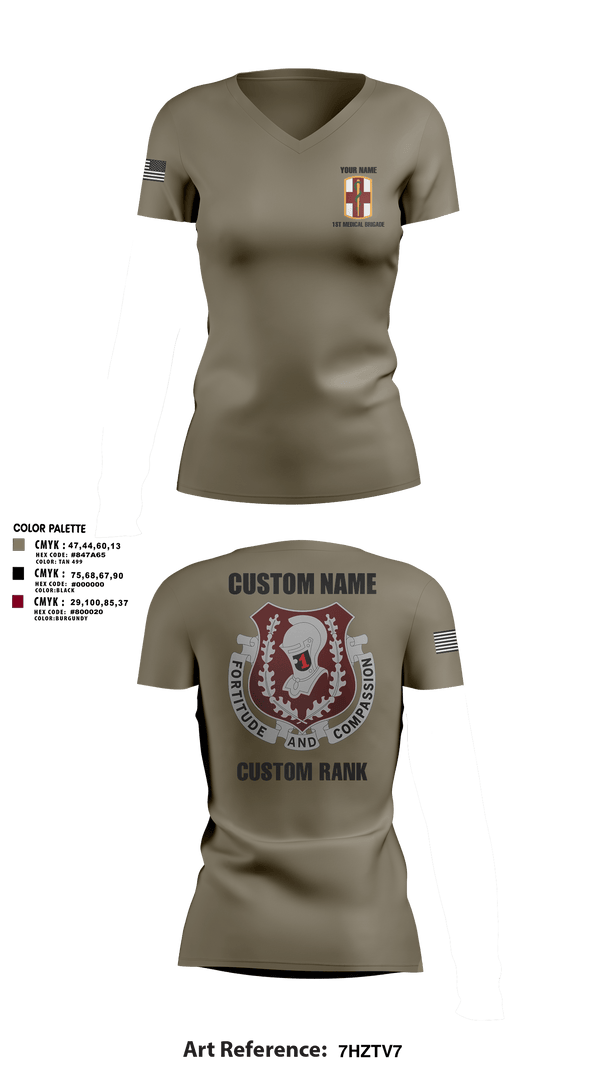Womens Short Sleeve Vneck Shirt, 1st Medical Brigade, , Teamtime, Team time, sublimation, custom sports apparel, team uniforms, spirit wear, spiritwear, sports uniforms, custom shirts, team store, custom team store, fundraiser sports, apparel fundraiser