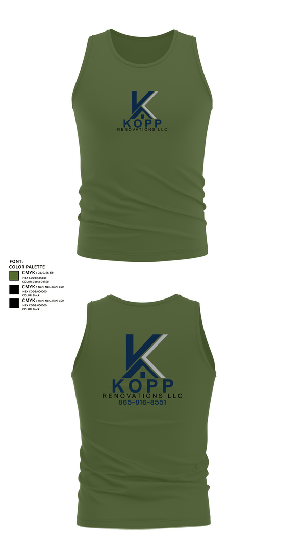 Tank Top, Kopp Renovations, , Teamtime, Team time, sublimation, custom sports apparel, team uniforms, spirit wear, spiritwear, sports uniforms, custom shirts, team store, custom team store, fundraiser sports, apparel fundraiser