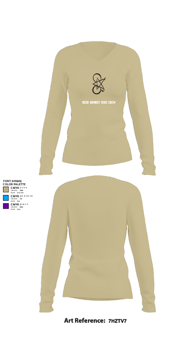 Beer Monkey Bike Crew 51743226 Women's Long Sleeve V-neck Shirt - 37