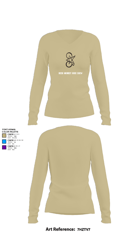 Women's Long Sleeve Vneck Shirt, Beer Monkey Bike Crew, Cycling, Teamtime, Team time, sublimation, custom sports apparel, team uniforms, spirit wear, spiritwear, sports uniforms, custom shirts, team store, custom team store, fundraiser sports, apparel fundraiser