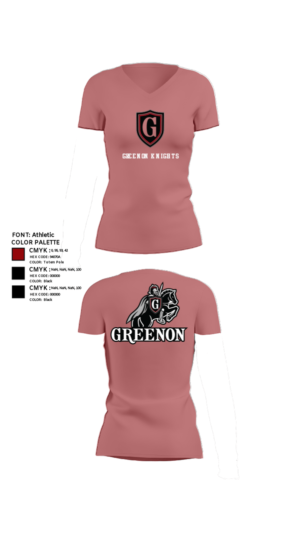 Womens Short Sleeve Vneck Shirt, Greenon Knights, Women's Volleyball, Teamtime, Team time, sublimation, custom sports apparel, team uniforms, spirit wear, spiritwear, sports uniforms, custom shirts, team store, custom team store, fundraiser sports, apparel fundraiser