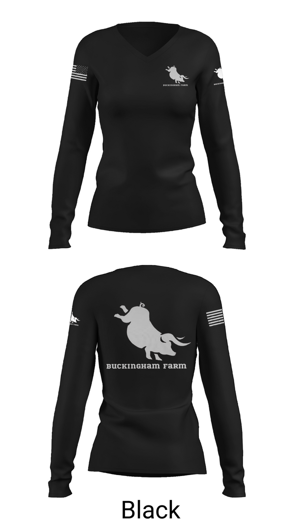 Womens Long Sleeve Vneck Shirt, Buckingham Farm, , Teamtime, Team time, sublimation, custom sports apparel, team uniforms, spirit wear, spiritwear, sports uniforms, custom shirts, team store, custom team store, fundraiser sports, apparel fundraiser