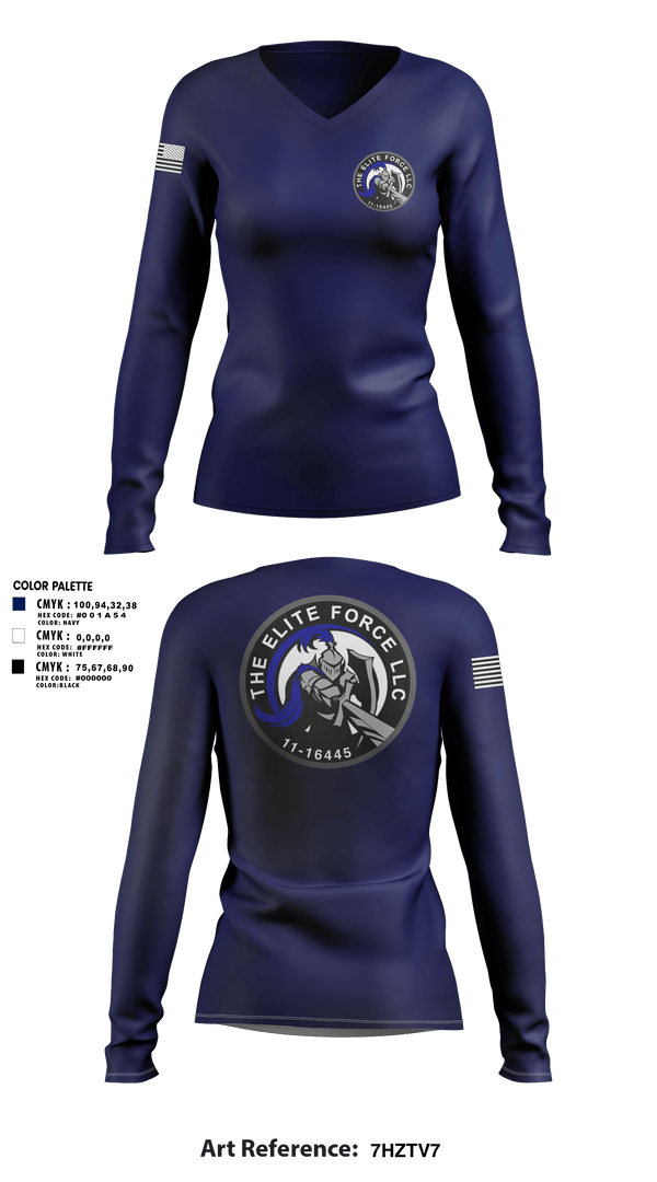 Womens Long Sleeve Vneck Shirt, The Elite Force Llc, Police, Teamtime, Team time, sublimation, custom sports apparel, team uniforms, spirit wear, spiritwear, sports uniforms, custom shirts, team store, custom team store, fundraiser sports, apparel fundraiser