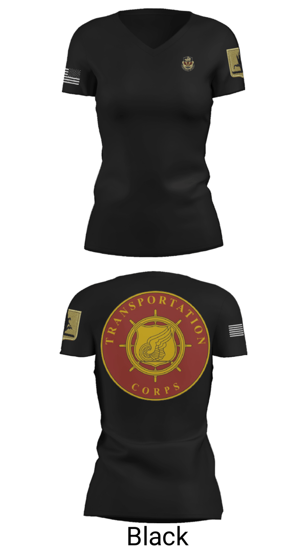 Women's Short Sleeve Vneck Shirt, 189th Transportation Company, , Teamtime, Team time, sublimation, custom sports apparel, team uniforms, spirit wear, spiritwear, sports uniforms, custom shirts, team store, custom team store, fundraiser sports, apparel fundraiser