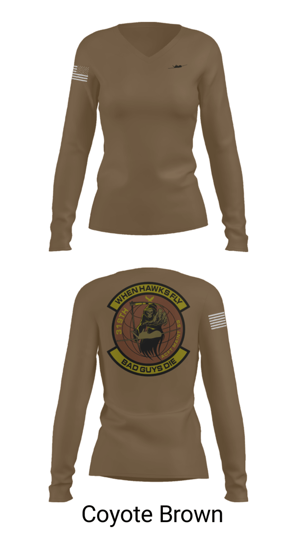 Women's Long Sleeve Vneck Shirt, 319th Maintenance Squadron, Air Force, Teamtime, Team time, sublimation, custom sports apparel, team uniforms, spirit wear, spiritwear, sports uniforms, custom shirts, team store, custom team store, fundraiser sports, apparel fundraiser