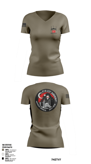 Womens Short Sleeve Vneck Shirt, C co 3-227 AHB, Army, Teamtime, Team time, sublimation, custom sports apparel, team uniforms, spirit wear, spiritwear, sports uniforms, custom shirts, team store, custom team store, fundraiser sports, apparel fundraiser