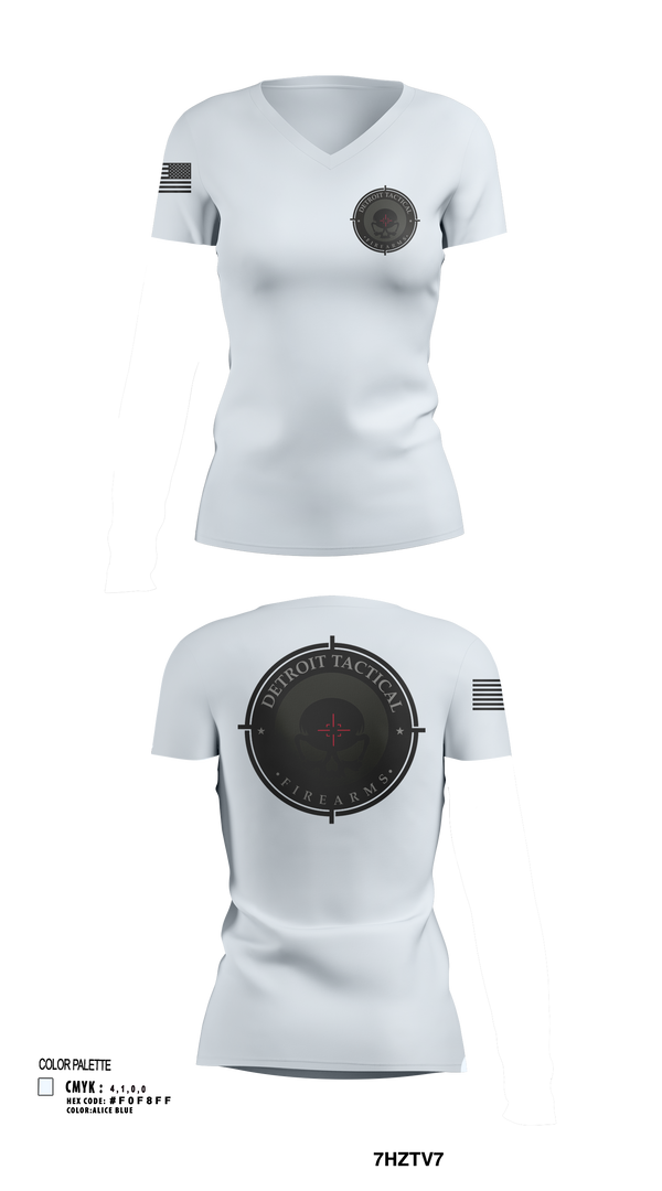 Womens Short Sleeve Vneck Shirt, Detroit Tactical Firearms, , Teamtime, Team time, sublimation, custom sports apparel, team uniforms, spirit wear, spiritwear, sports uniforms, custom shirts, team store, custom team store, fundraiser sports, apparel fundraiser
