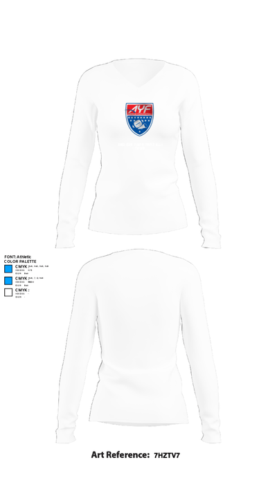 American Youth Football & Cheer 12782667 Women's Long Sleeve V-neck Shirt - 15