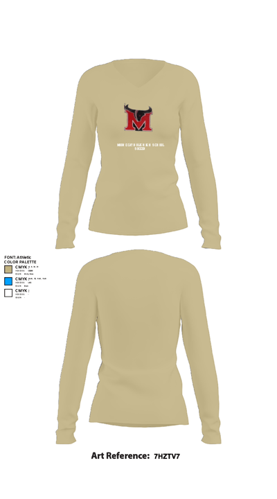 Moore Catholic High School Soccer 26340317 Women's Long Sleeve V-neck Shirt - 25