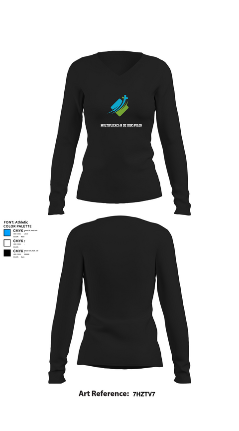 Womens Long Sleeve Vneck Shirt, Multiplicación de Discípulos, , Teamtime, Team time, sublimation, custom sports apparel, team uniforms, spirit wear, spiritwear, sports uniforms, custom shirts, team store, custom team store, fundraiser sports, apparel fundraiser