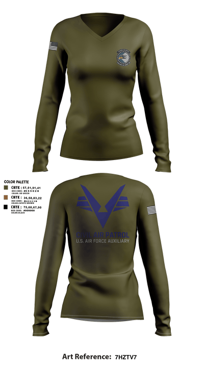 Sunlake High School Cadet Squadron 6161246 Women's Long Sleeve V-neck Shirt - 96