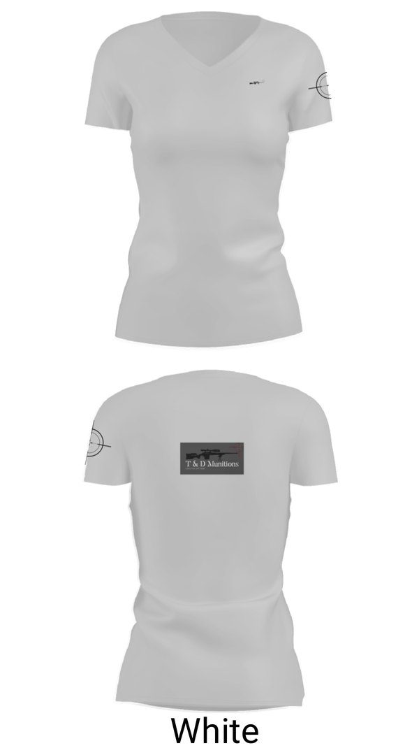 Womens Short Sleeve Vneck Shirt, T&D Munitions, , Teamtime, Team time, sublimation, custom sports apparel, team uniforms, spirit wear, spiritwear, sports uniforms, custom shirts, team store, custom team store, fundraiser sports, apparel fundraiser