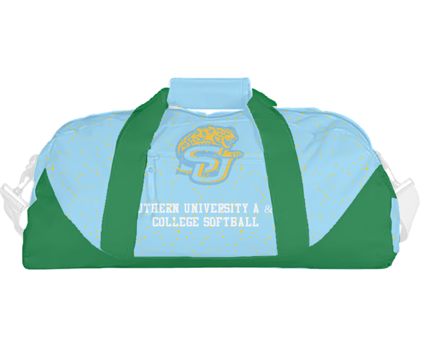 Duffle Bag, Southern University A & M College Softball, Softball, Teamtime, Team time, sublimation, custom sports apparel, team uniforms, spirit wear, spiritwear, sports uniforms, custom shirts, team store, custom team store, fundraiser sports, apparel fundraiser