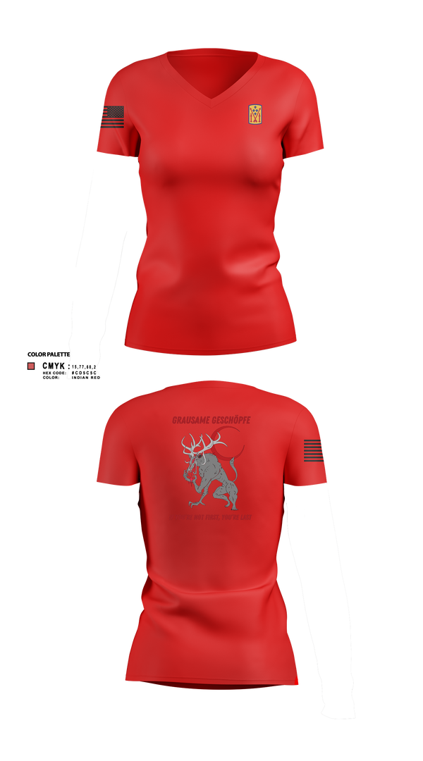Womens Short Sleeve Vneck Shirt, Bravo 1-57 ADAR, Army, Teamtime, Team time, sublimation, custom sports apparel, team uniforms, spirit wear, spiritwear, sports uniforms, custom shirts, team store, custom team store, fundraiser sports, apparel fundraiser