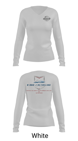 Womens Long Sleeve Vneck Shirt, B and J Detailing, , Teamtime, Team time, sublimation, custom sports apparel, team uniforms, spirit wear, spiritwear, sports uniforms, custom shirts, team store, custom team store, fundraiser sports, apparel fundraiser
