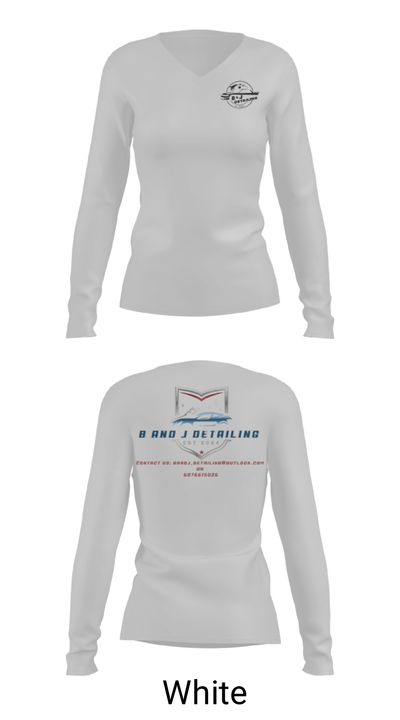 B and J Detailing 43609059 Women's Long Sleeve V-neck Shirt - 16