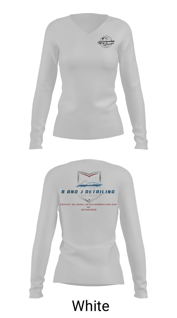 Womens Long Sleeve Vneck Shirt, B and J Detailing, , Teamtime, Team time, sublimation, custom sports apparel, team uniforms, spirit wear, spiritwear, sports uniforms, custom shirts, team store, custom team store, fundraiser sports, apparel fundraiser