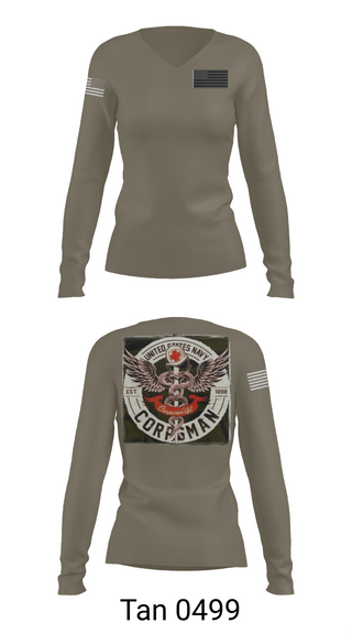 Womens Long Sleeve Vneck Shirt, Hospital Corpsman, , Teamtime, Team time, sublimation, custom sports apparel, team uniforms, spirit wear, spiritwear, sports uniforms, custom shirts, team store, custom team store, fundraiser sports, apparel fundraiser