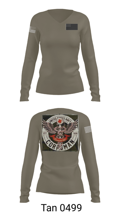 Hospital Corpsman 483709 Women's Long Sleeve V-neck Shirt - 73