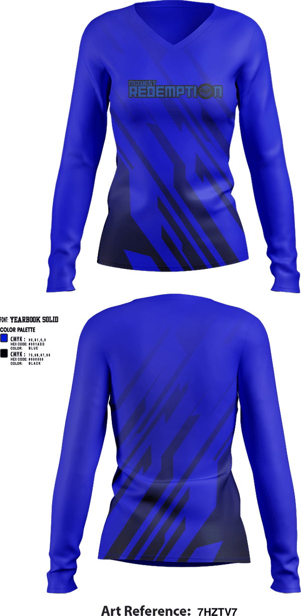 Womens Long Sleeve Vneck Shirt 1, Midwest Redemption, Spirit Store, Teamtime, Team time, sublimation, custom sports apparel, team uniforms, spirit wear, spiritwear, sports uniforms, custom shirts, team store, custom team store, fundraiser sports, apparel fundraiser