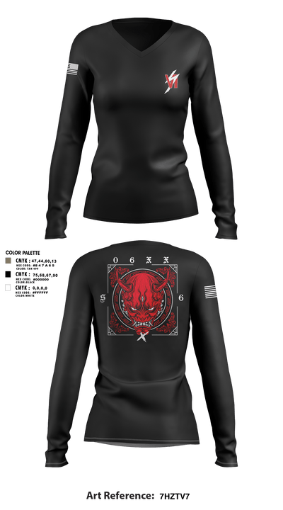 3d SGX 10101271 Women's Long Sleeve V-neck Shirt - 98