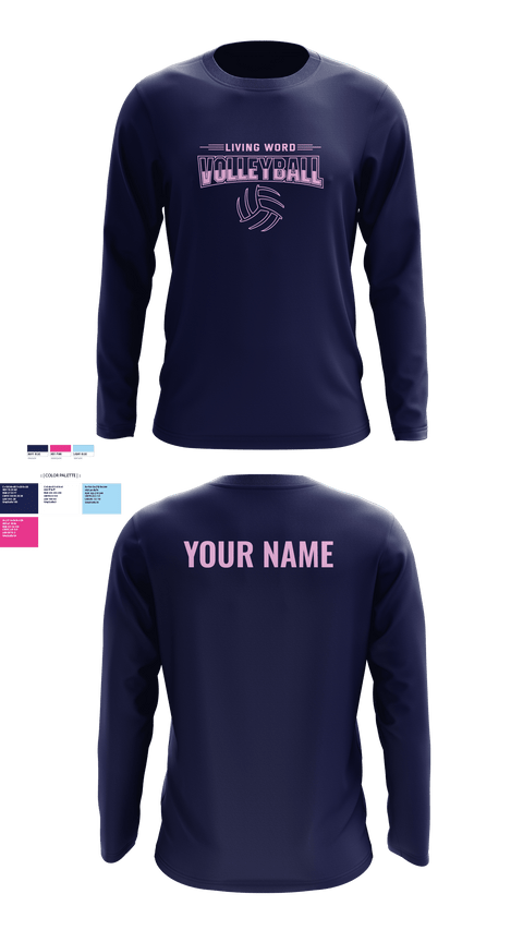 Long Sleeve Performance Shirt, Living Word Academy Volleyball, Women's Volleyball, Teamtime, Team time, sublimation, custom sports apparel, team uniforms, spirit wear, spiritwear, sports uniforms, custom shirts, team store, custom team store, fundraiser sports, apparel fundraiser