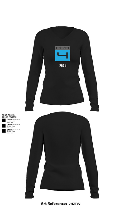 Pro 4 38264354 Women's Long Sleeve V-neck Shirt - 10