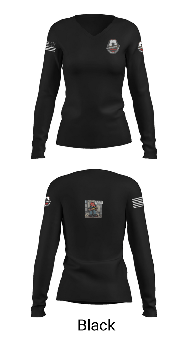 Women's Long Sleeve Vneck Shirt, Condominio FC, Men's Soccer, Teamtime, Team time, sublimation, custom sports apparel, team uniforms, spirit wear, spiritwear, sports uniforms, custom shirts, team store, custom team store, fundraiser sports, apparel fundraiser