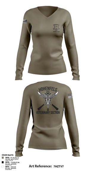 Womens Long Sleeve Vneck Shirt 1, Hohenfels VTFHohenfels Veterinary Section, Army, Teamtime, Team time, sublimation, custom sports apparel, team uniforms, spirit wear, spiritwear, sports uniforms, custom shirts, team store, custom team store, fundraiser sports, apparel fundraiser