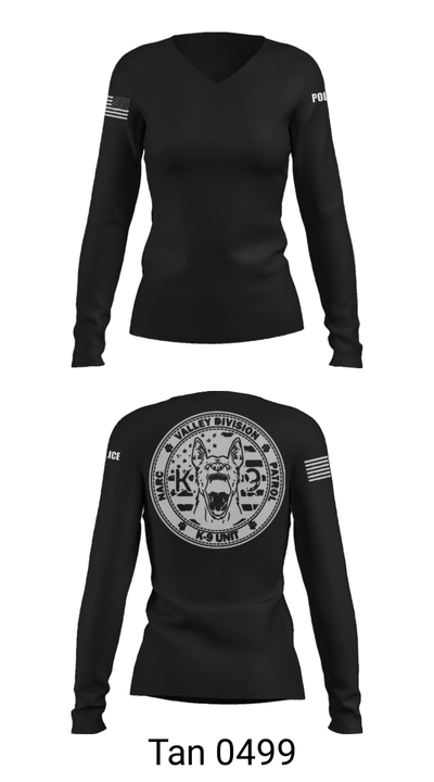 VALLEY K9 75951631 Women's Long Sleeve V-neck Shirt - 73