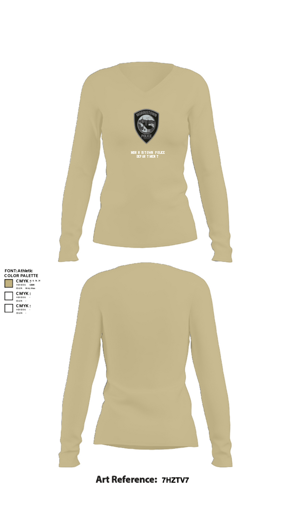 Womens Long Sleeve Vneck Shirt, Morristown Police Department, Police, Teamtime, Team time, sublimation, custom sports apparel, team uniforms, spirit wear, spiritwear, sports uniforms, custom shirts, team store, custom team store, fundraiser sports, apparel fundraiser