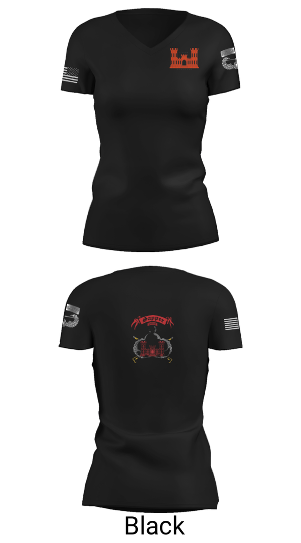 Women's Short Sleeve Vneck Shirt, 1138th SAPPER Company, Army, Teamtime, Team time, sublimation, custom sports apparel, team uniforms, spirit wear, spiritwear, sports uniforms, custom shirts, team store, custom team store, fundraiser sports, apparel fundraiser