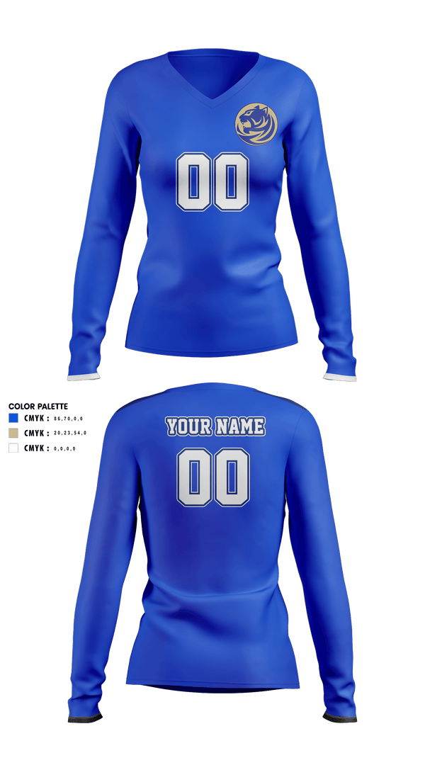 Womens Long Sleeve Vneck Shirt, Bradwell Institute Volleyball, Women's Volleyball, Teamtime, Team time, sublimation, custom sports apparel, team uniforms, spirit wear, spiritwear, sports uniforms, custom shirts, team store, custom team store, fundraiser sports, apparel fundraiser