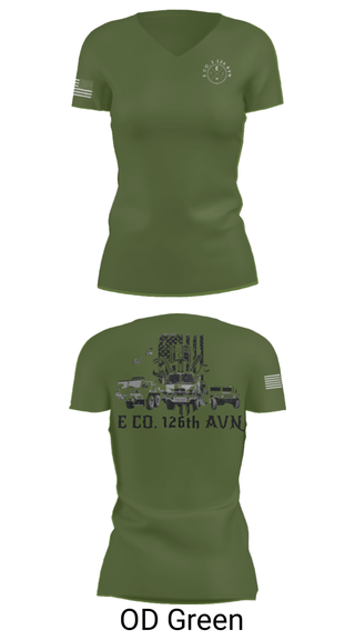 Womens Short Sleeve Vneck Shirt, B Co. 1-126AVN, Army, Teamtime, Team time, sublimation, custom sports apparel, team uniforms, spirit wear, spiritwear, sports uniforms, custom shirts, team store, custom team store, fundraiser sports, apparel fundraiser