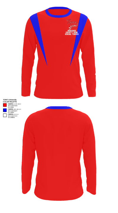 Noxubee County High School Tennis 70238054 Long Sleeve Performance Shirt - 30