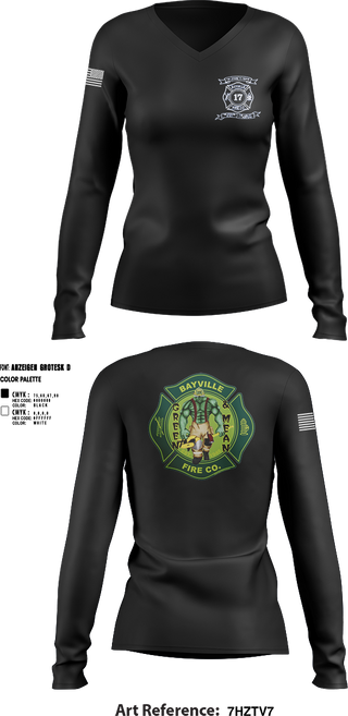 Womens Long Sleeve Vneck Shirt, BVFC, Fire Department, Teamtime, Team time, sublimation, custom sports apparel, team uniforms, spirit wear, spiritwear, sports uniforms, custom shirts, team store, custom team store, fundraiser sports, apparel fundraiser