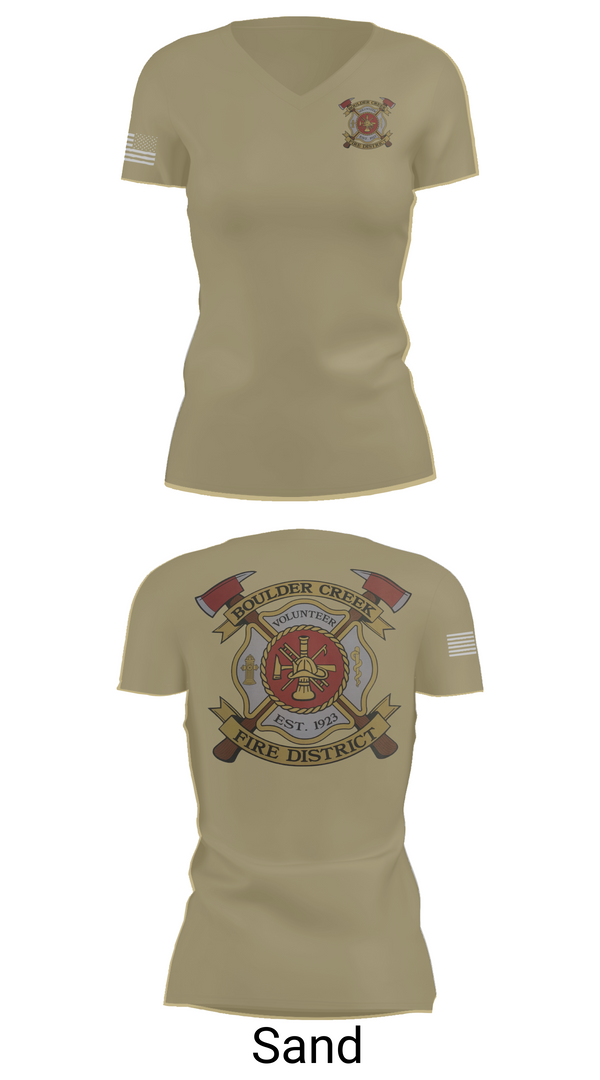 Womens Short Sleeve Vneck Shirt, Boulder creek fire, , Teamtime, Team time, sublimation, custom sports apparel, team uniforms, spirit wear, spiritwear, sports uniforms, custom shirts, team store, custom team store, fundraiser sports, apparel fundraiser