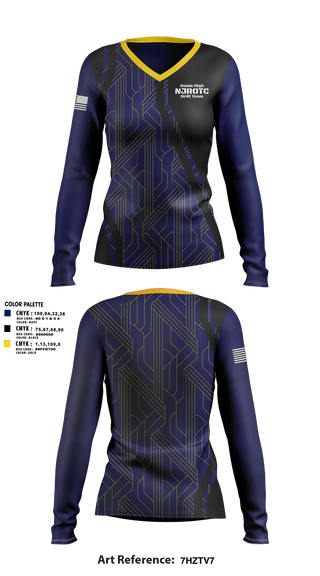 Womens Long Sleeve Vneck Shirt, Guam High NJROTC Drill Team, , Teamtime, Team time, sublimation, custom sports apparel, team uniforms, spirit wear, spiritwear, sports uniforms, custom shirts, team store, custom team store, fundraiser sports, apparel fundraiser