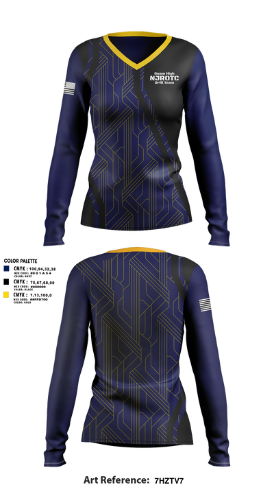 Guam High NJROTC Drill Team 32720862 Women's Long Sleeve V-neck Shirt - 108