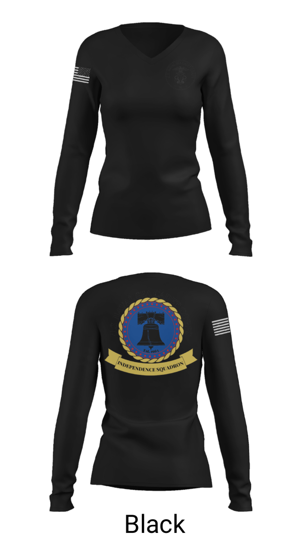 Women's Long Sleeve Vneck Shirt, Independence Squadron, , Teamtime, Team time, sublimation, custom sports apparel, team uniforms, spirit wear, spiritwear, sports uniforms, custom shirts, team store, custom team store, fundraiser sports, apparel fundraiser