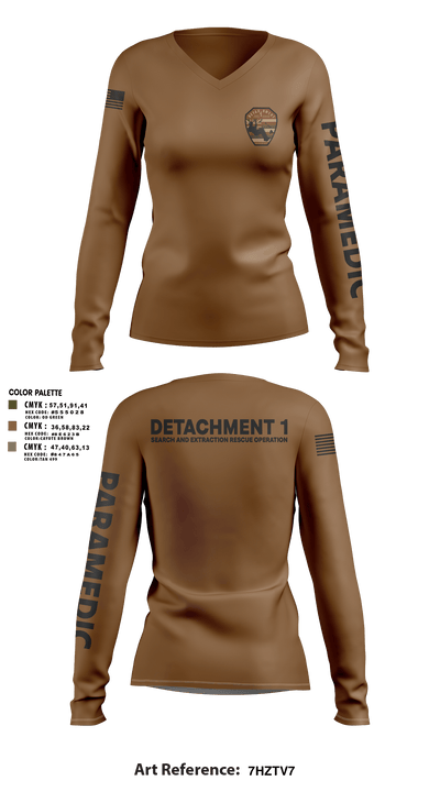 Detachment 1 27221981 Women's Long Sleeve V-neck Shirt - 14