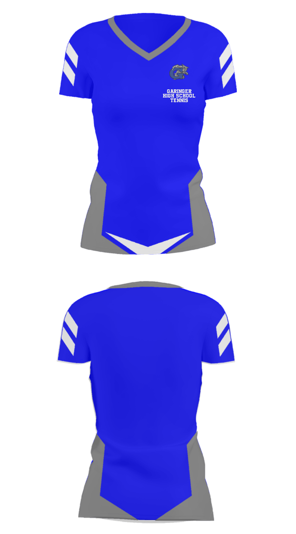 Women's Short Sleeve Vneck Shirt, Garinger High School Tennis, Spirit Store, Teamtime, Team time, sublimation, custom sports apparel, team uniforms, spirit wear, spiritwear, sports uniforms, custom shirts, team store, custom team store, fundraiser sports, apparel fundraiser