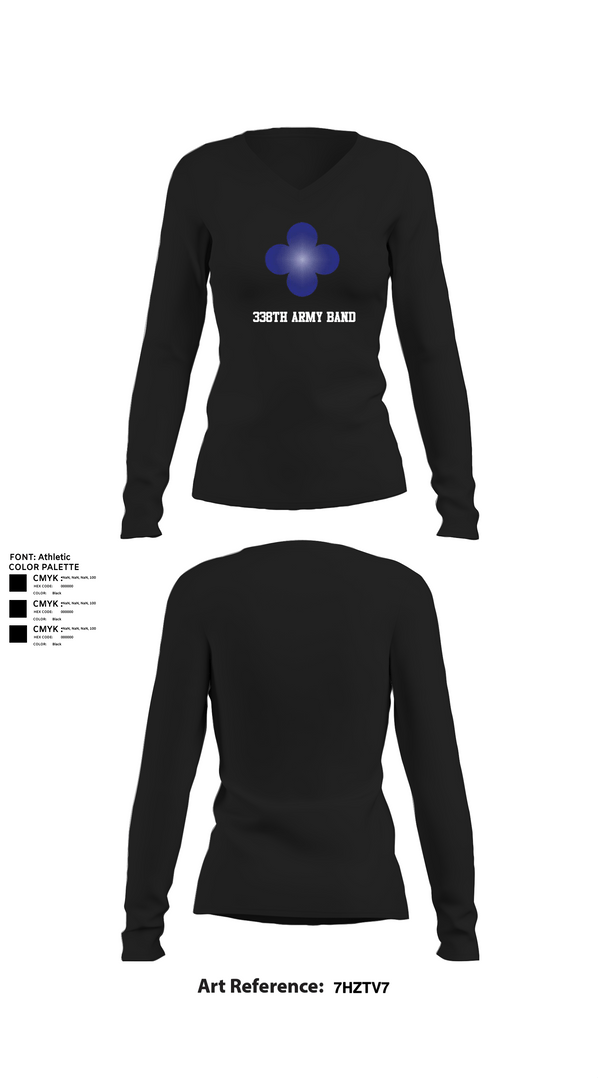 Womens Long Sleeve Vneck Shirt, 338th Army Band, Army, Teamtime, Team time, sublimation, custom sports apparel, team uniforms, spirit wear, spiritwear, sports uniforms, custom shirts, team store, custom team store, fundraiser sports, apparel fundraiser