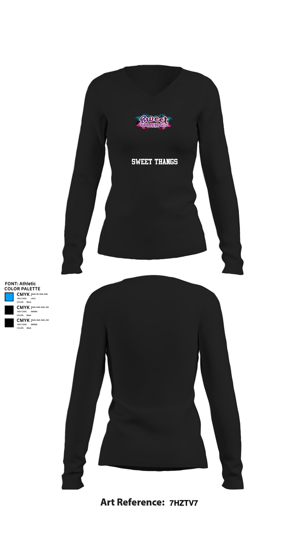Womens Long Sleeve Vneck Shirt 1, Sweet Thangs, , Teamtime, Team time, sublimation, custom sports apparel, team uniforms, spirit wear, spiritwear, sports uniforms, custom shirts, team store, custom team store, fundraiser sports, apparel fundraiser